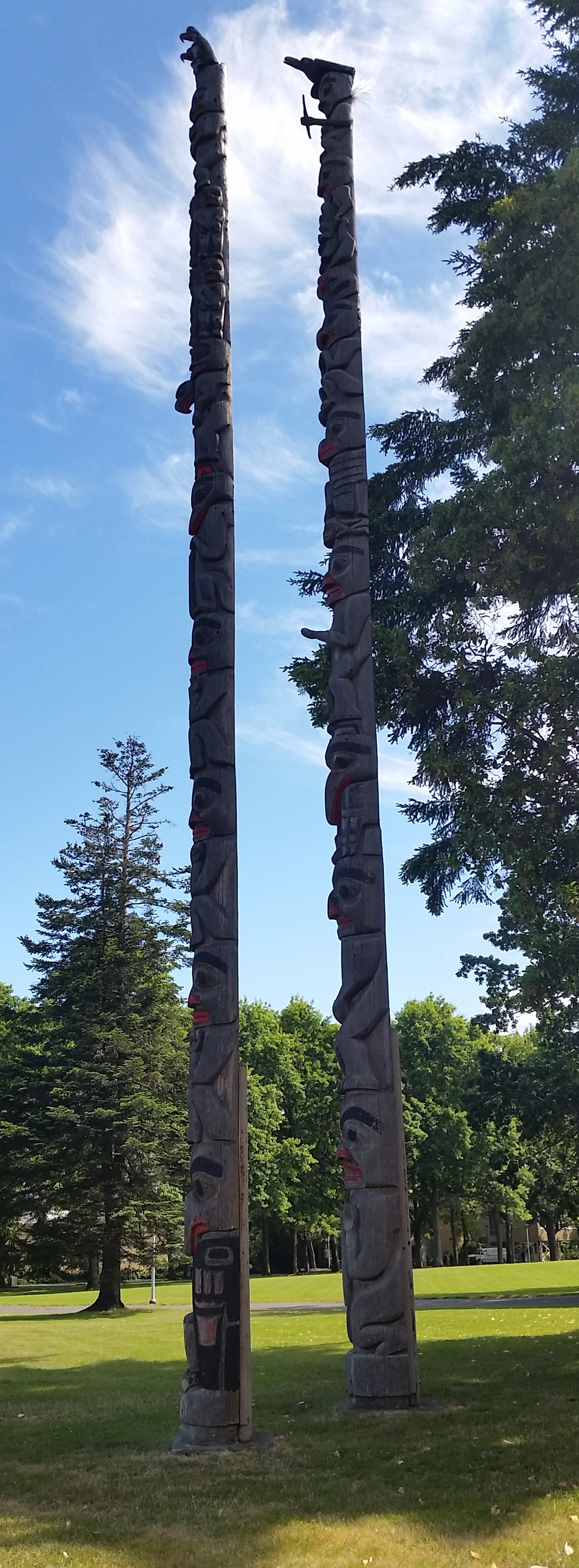 Two Totem Poles UVic main commons